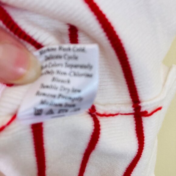 Pink Lily Knit Tank Top Women's Medium White Red Stripe Summer Tie Front - Picture 8 of 8